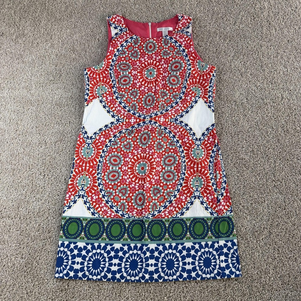 London Times Dress Womens 10 Multicolor Geometric Sleeveless Sheath Knee Length